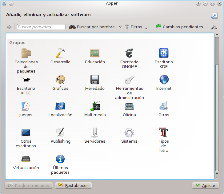 Grupos de software en apper