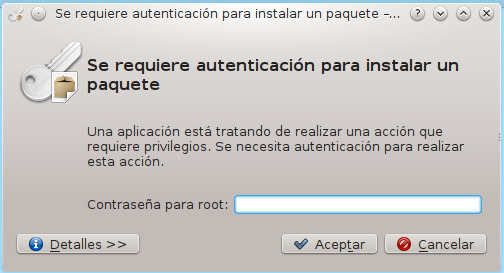 Apper solicita autenticación para instalar