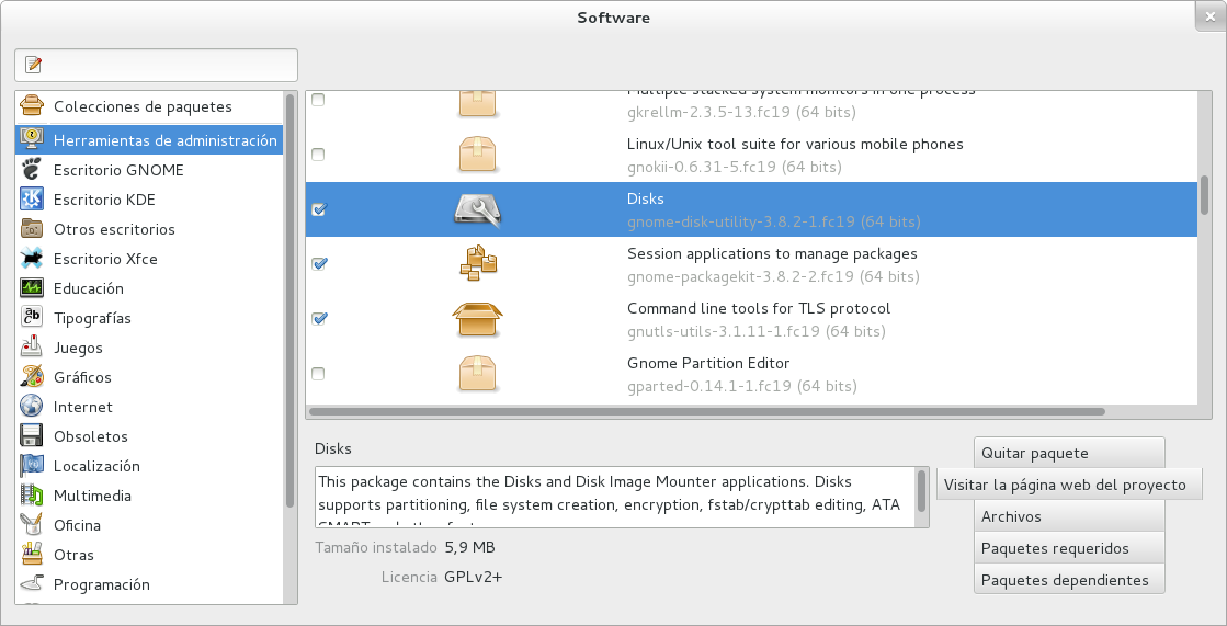 Pantallazo de gpk-application