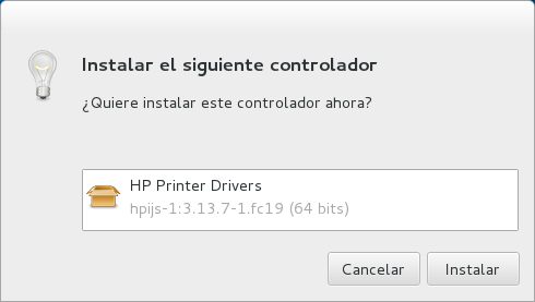 gpk-dbus-service pide confirmación para instalar drivers encontrados